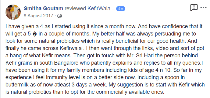kefirwala testimonial Smitha